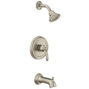 Moen Brantford Tub and Shower Trim Package with 1.75 GPM Single Function Shower Head Brushed Nickel