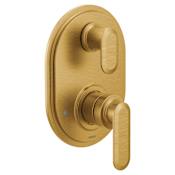 Moen Greenfield Three Function Pressure Balanced Valve Trim Only with Dual Lever Handles and Integrated Diverter - Less Rough In Brushed Gold