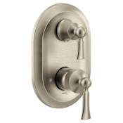 Moen Wynford 2 Function Pressure Balanced Valve Trim Only with Double Lever Handle, Integrated Diverter - Less Rough In Brushed Nickel