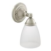 Moen Brantford 10" Tall Single Light Bathroom Sconce with Frosted Shade Brushed Nickel