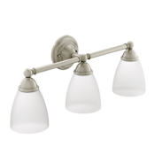 Moen Brantford 26" Wide 3 Light Bathroom Vanity Light with Frosted Shades Brushed Nickel