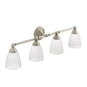 Moen Brantford 36" Wide 4 Light Bathroom Vanity Light with Frosted Shades Brushed Nickel