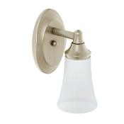 Moen Eva 10" Tall Single Light Bathroom Sconce with Frosted Shade Brushed Nickel