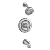 Moen Hilliard Tub and Shower Trim Package with 1.75 GPM Multi Function Shower Head Spot Resist Brushed Nickel