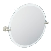 Moen Iso 26" W x 24" H Modern Circular Frameless Bathroom Wall Mirror Brushed Nickel