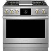 Monogram 36 Inch Wide 5.75 Cu. Ft. Dual Fuel Professional Range with 4 Burners and Griddle Stainless Steel