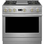 Monogram 36 Inch Wide 6.2 Cu. Ft. Natural Gas Professional Range with 4 Burners and Griddle Stainless Steel