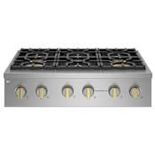 Monogram 36 Inch Wide Built-In Natural Gas Rangetop with 6 Burners Stainless Steel