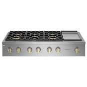Monogram 48 Inch Wide Professional Gas Rangetop with 6 Burners and Griddle - Natural Gas Stainless Steel