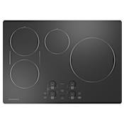 Monogram 30 Inch Wide 4 Burner Induction Cooktop with Built-In WiFi and Glide Touch Controls Black