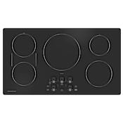 Monogram 36 Inch Wide 5 Burner Induction Cooktop with Built-In WiFi and Glide Touch Controls Black