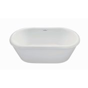 MTI Baths Noella 65" Free Standing Solid Surface Tub with Center Drain, and Overflow White