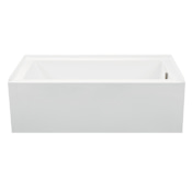 MTI Baths Cameron 1 Designer 60" Alcove Acrylic Air Massage / Ultra Whirlpool Tub with Right Drain Placement and Overflow White