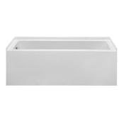 MTI Baths Basics 60" x 30" Three Wall Alcove Acrylic Soaking Tub with Right Drain and Overflow White