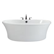 MTI Baths Basics 66" Above Floor Rough In Oval Free Standing Acrylic Soaking Tub with Center Drain and Overflow White