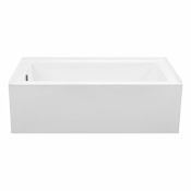MTI Baths Designer Series Cameron 3, 66" Acrylic Soaking Bathtub for Alcove Installations White / Left Drain