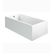 MTI Baths Andrea 1 Designer 72" Drop In Acrylic Soaking Tub with Reversible Drain Placement and Overflow White
