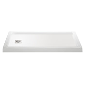 MTI Baths Designer 48" x 32" Rectangular Shower Base with Triple Threshold, and Right Drain White