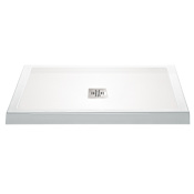 MTI Baths Designer 59-7/8" x 42" Rectangular Shower Base with Triple Threshold, and Center Drain White