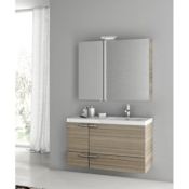 Nameeks ACF Wall Mounted / Floating Vanity Set with Wood Cabinet, Ceramic Top with 1 Sink and 1 Mirror Larch Canapa