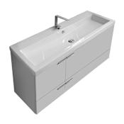 Nameeks New Space 47" Wall Mounted Single Basin Vanity Set with Engineered Wood Cabinet and Ceramic Vanity Top Glossy White