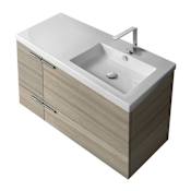 Nameeks New Space 40" Wall Mounted Offset Single Basin Vanity Set with Engineered Wood Cabinet and Ceramic Vanity Top Larch Canapa