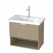 Nameeks Open 32-3/10" Wall Mounted / Floating Vanity Set with Wood Cabinet, Ceramic Top with Single Basin Sink, and Single Faucet Hole Canapa Tranche Oak