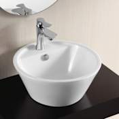 Nameeks Caracalla 16-14/15" Ceramic Vessel Bathroom Sink with 1 Faucet Hole and Overflow White