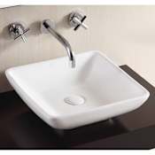 Nameeks Caracalla 16-1/6" Ceramic Vessel Bathroom Sink and 0 Faucet Holes White