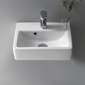 Nameeks Mini 14-3/4" Ceramic Wall Mounted/Vessel Bathroom Sink with One Faucet Hole - Includes Overflow White