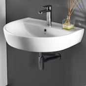 Nameeks Cerastyle 23-2/3" Ceramic Bathroom Sink Only for Wall Mount Installation with One Faucet Hole - Includes Overflow White