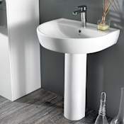 Nameeks Cerastyle 23-2/3" Ceramic Pedestal Bathroom Sink with One Faucet Hole - Includes Overflow White