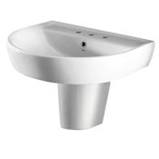 Nameeks Bella 23-11/16" Rectangular Ceramic Wall Mount / Drop In Bathroom Sink with Overflow and 3 Faucet Holes at 8" Centers White