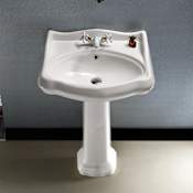 Nameeks Cerastyle 23-2/3" Ceramic Pedestal Bathroom Sink with One Faucet Hole - Includes Overflow White