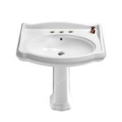 Nameeks Cerastyle 31-1/2" Ceramic Pedestal Bathroom Sink with Three Faucet Holes - Includes Overflow White