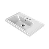 Nameeks Frame 27-5/8" Rectangular Ceramic Wall Mount / Drop In Bathroom Sink with Overflow and 3 Faucet Holes at 8" Centers White