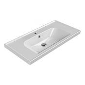 Nameeks Frame 35-3/8" Rectangular Ceramic Drop In/Wall Mounted Bathroom Sink with Overflow and Single Faucet Hole White