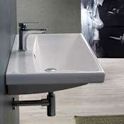 Nameeks Elite 23-5/8" Ceramic Wall Mounted/Drop in Bathroom Sink with One Faucet Hole - Includes Overflow White