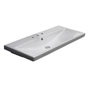 Nameeks Elite 31-1/2" Ceramic Wall Mounted/Drop in Bathroom Sink with Three Faucet Holes - Includes Overflow White