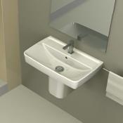 Nameeks Duru 22-5/8" Rectangular Ceramic Wall Mount / Drop In Semi-Pedestal Bathroom Sink with Overflow and Single Faucet Hole White