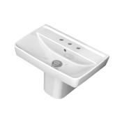 Nameeks Duru 22-5/8" Rectangular Ceramic Wall Mount / Drop In Bathroom Sink with Overflow and 3 Faucet Holes at 8" Centers White