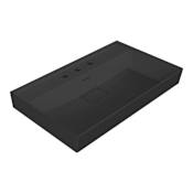 Nameeks Sharp 31-1/2" Rectangular Ceramic Wall Mount / Drop In Bathroom Sink with Overflow and 3 Faucet Holes at 8" Centers Matte Black