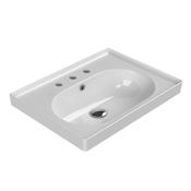 Nameeks Arya 25-1/2" Rectangular Ceramic Wall Mount / Drop In Bathroom Sink with Overflow and 3 Faucet Holes at 8" Centers White