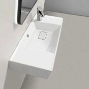 Nameeks Sharp 31-5/8" Rectangular Ceramic Wall Mount / Drop In Bathroom Sink with Overflow and Single Faucet Hole White