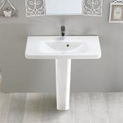 Nameeks Porto 33-5/8" Rectangular Ceramic Pedestal Bathroom Sink with Overflow and Single Faucet Hole White