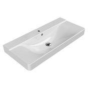 Nameeks Mona 39-5/8" Rectangular Ceramic Drop In/Wall Mounted Bathroom Sink with Overflow and Single Faucet Hole White