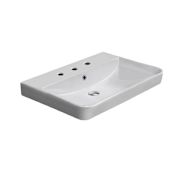 Nameeks Noura 23-5/8" Rectangular Ceramic Wall Mount / Drop In Bathroom Sink with Overflow and 3 Faucet Holes at 8" Centers White
