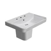 Nameeks Noura 23-5/8" Rectangular Ceramic Wall Mount / Drop In Semi-Pedestal Bathroom Sink with Overflow and 3 Faucet Holes at 8" Centers White