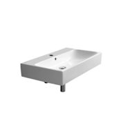 Nameeks Cerastyle 30" Ceramic Bathroom Sink for Vessel or Wall Mounted Installation with One Faucet Hole - Includes Overflow White