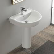 Nameeks Bella Round Ceramic Pedestal Sink White